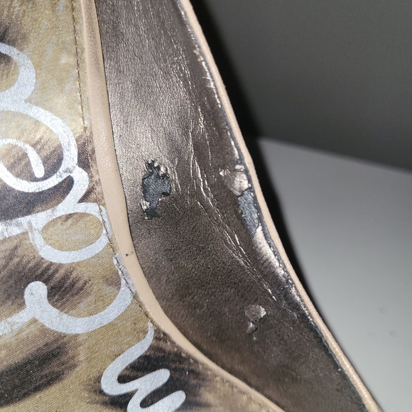 Cream color heels approximately 5 inch heel with one and a half platform. - Picture 3 of 14